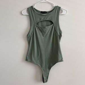 Streetwear Society Green Sleeveless Bodysuit Cutout Chest Party Night Out Small